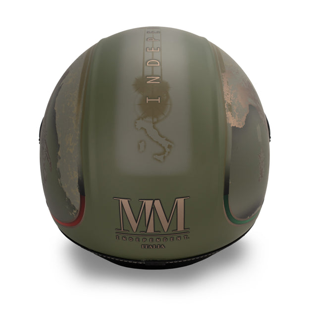 Casque jet Verde Avanguardia : finitions bronze, identité italienne, caractère militaire
