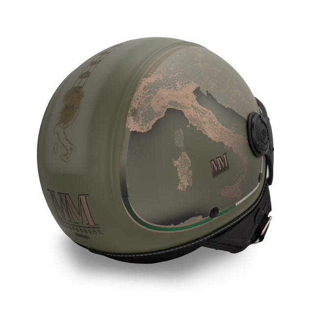 Casque jet Verde Avanguardia : finitions bronze, identité italienne, caractère militaire
