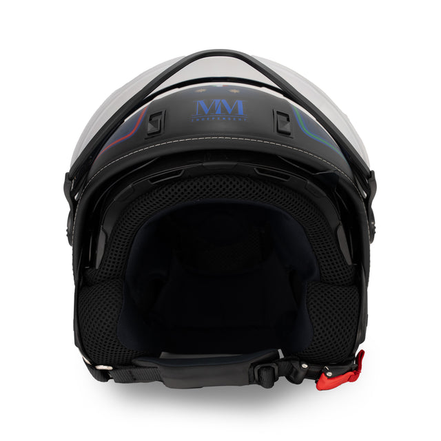 Casque jet Nero Impulso : Chrometech bleu électrique, énergie visuelle, identité italienne